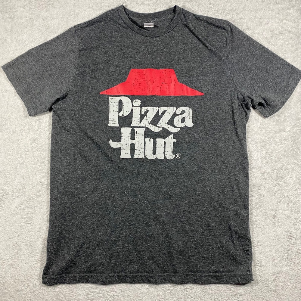 Pizza Hut Graphic‎ T Shirt Mens Medium Grey PH3040PME Distressed Logo Tee